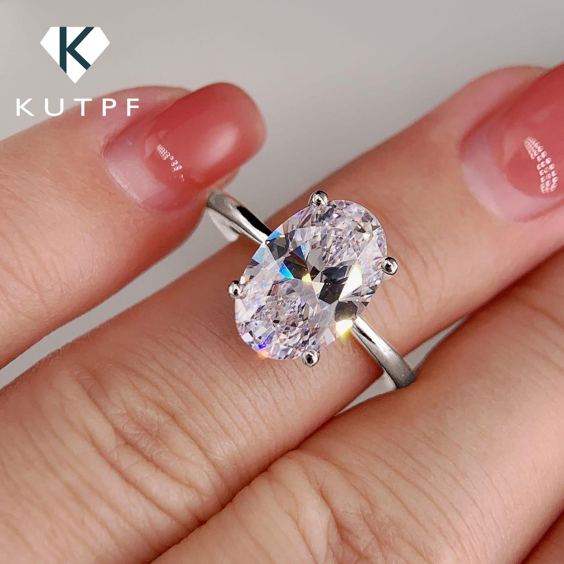 Moissanite Engagement Ring 1 Carat - 1/2/3 Carat Oval Cut Moissanite Engagement