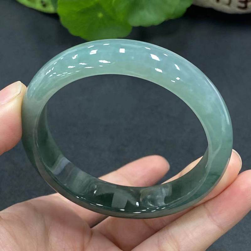 Bracelets - Ice-like, oily, green bracelet, genuine jadeite