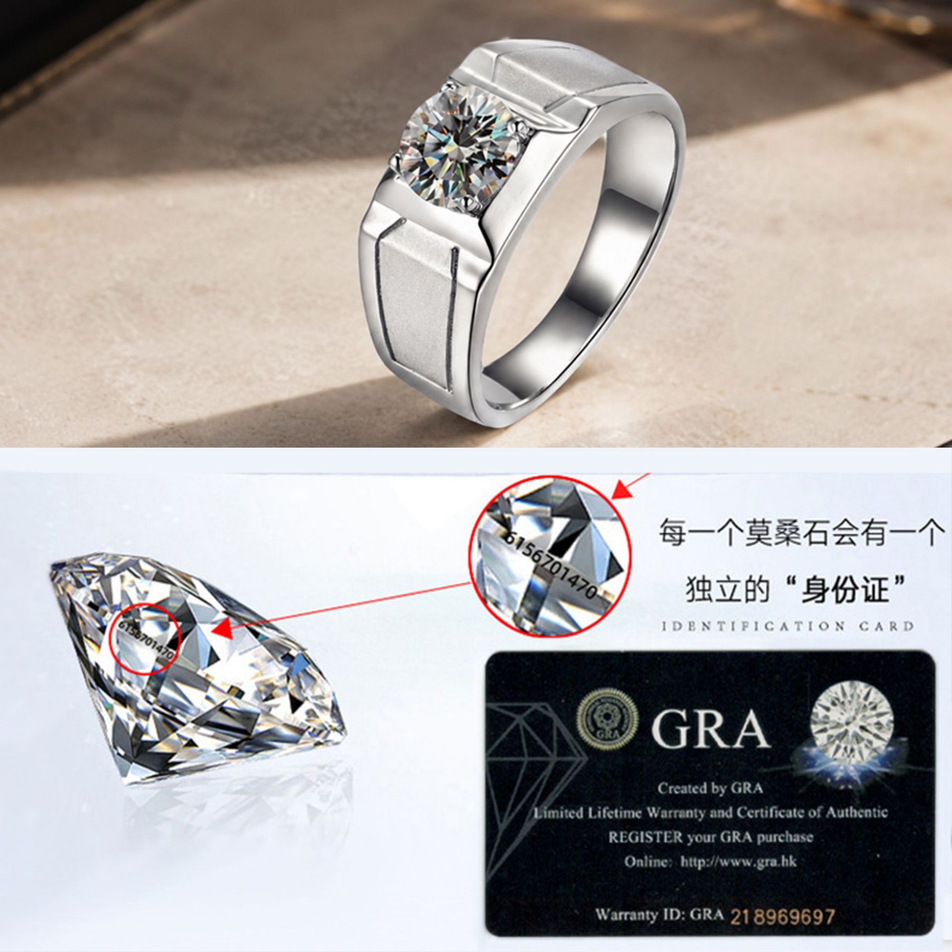 Hot selling s925 sterling silv - Moissanite Engagement Ring 1 Carat ulasan dan harga