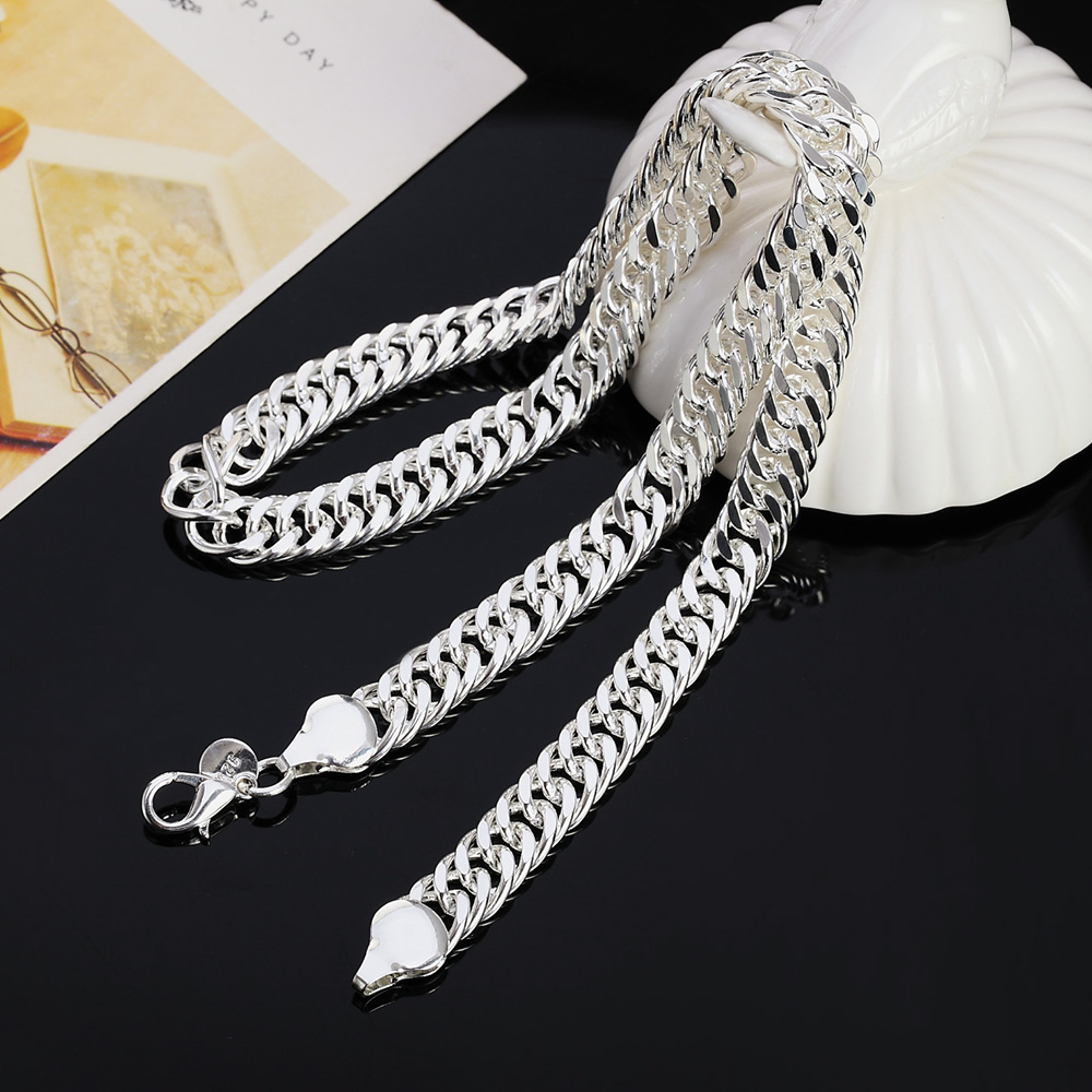 New 925 Sterling Silver Cuban  - Cuban Link Chain 12Mm ulasan dan harga