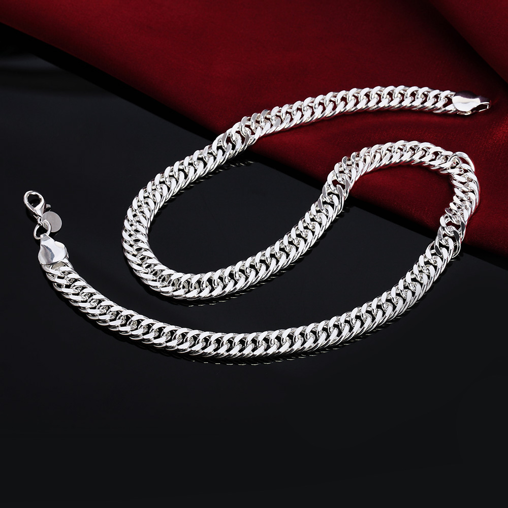 New 925 Sterling Silver Cuban  - Cuban Link Chain 12Mm ulasan dan harga