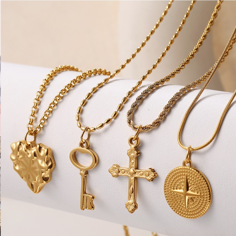 1Pc Stainless Steel Pendant Pl - Cross Pendant Necklace Gold ulasan dan harga