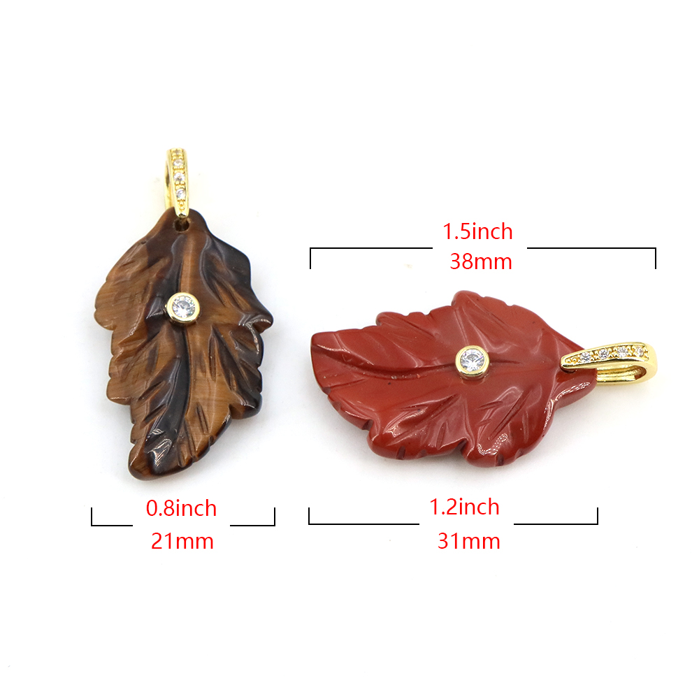 Trendy Leaf Natural Gemstone C - Crystal Pendant Necklace Natural Stone ulasan dan harga