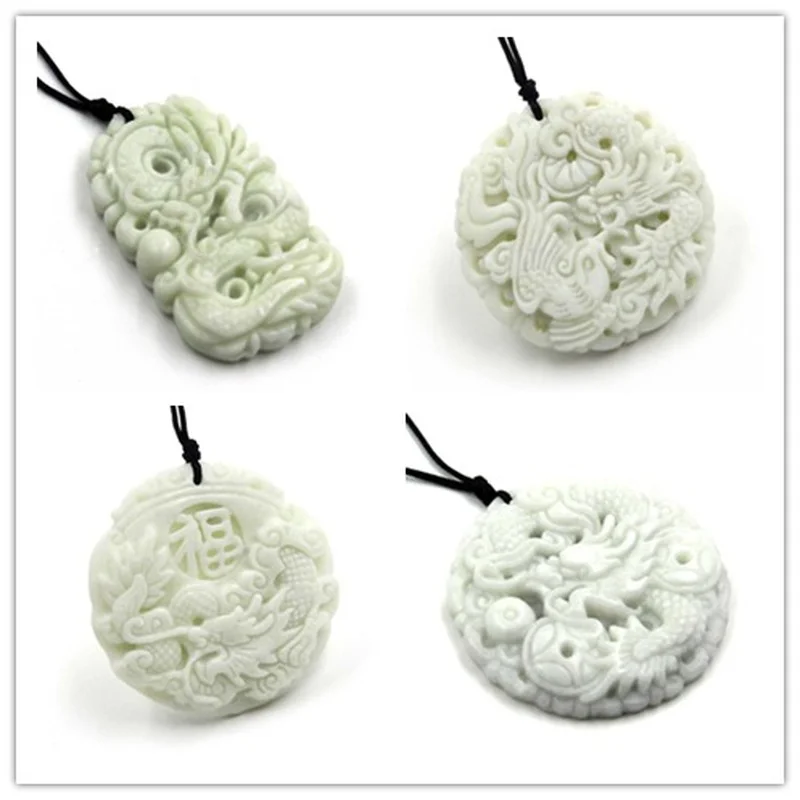 Natural White jade Dragon Phoe - Necklaces ulasan dan harga