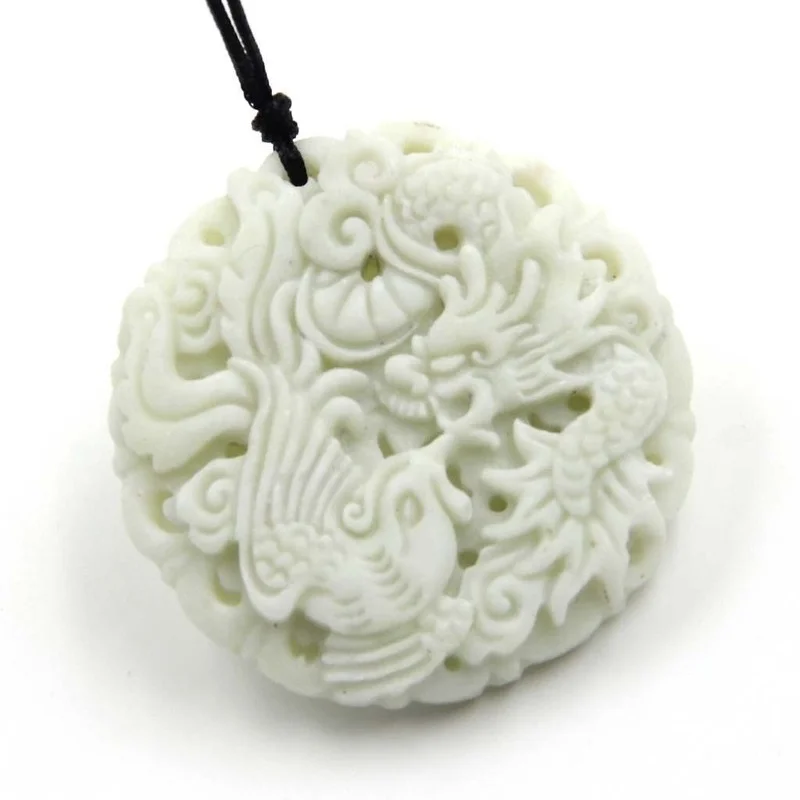 Natural White jade Dragon Phoe - Necklaces ulasan dan harga