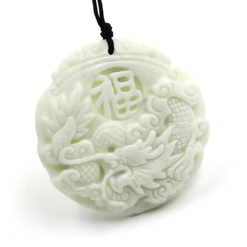 Natural White jade Dragon Phoe - Necklaces ulasan dan harga