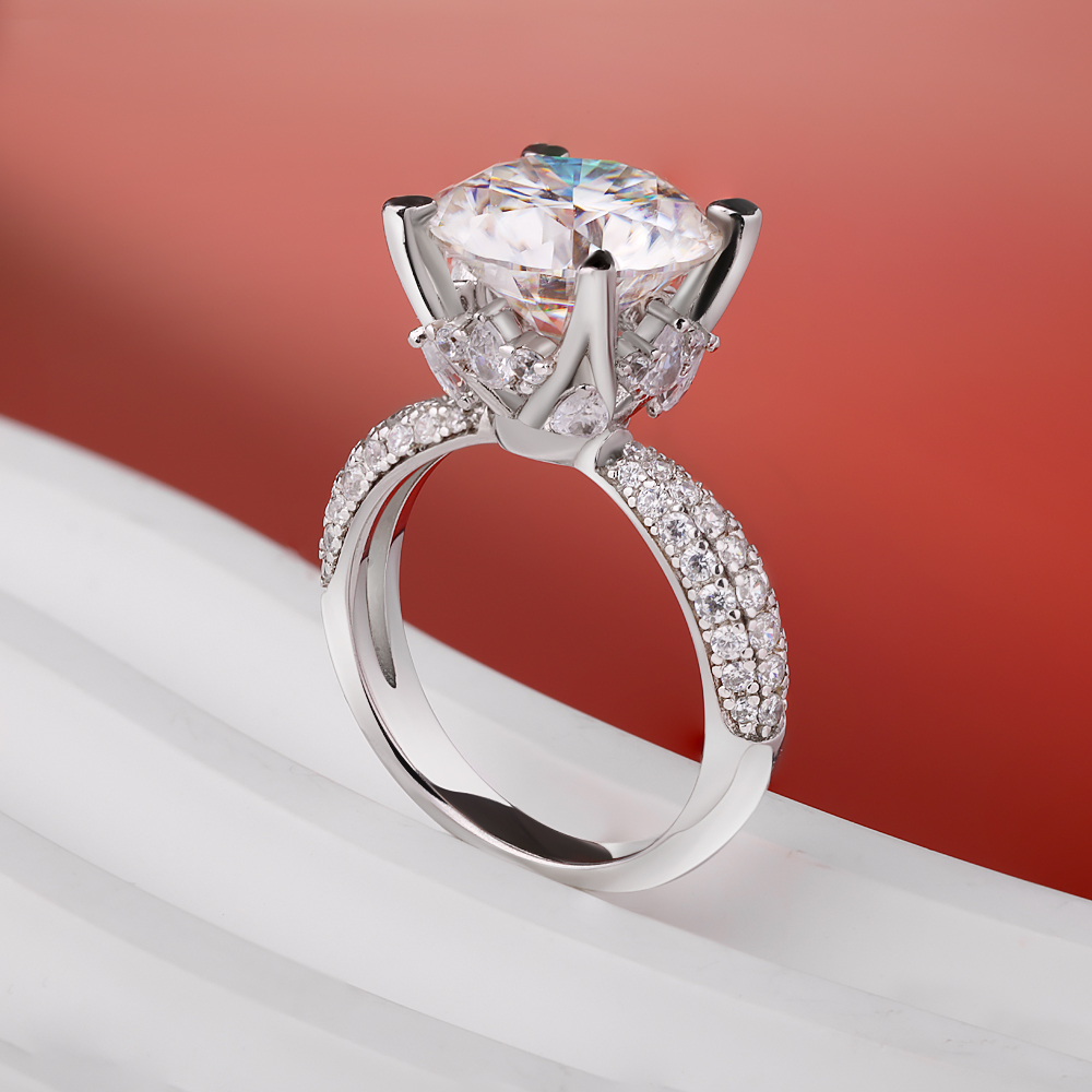 BXINY D Color 5CT Moissanite R - Moissanite Engagement Ring 1 Carat ulasan dan harga