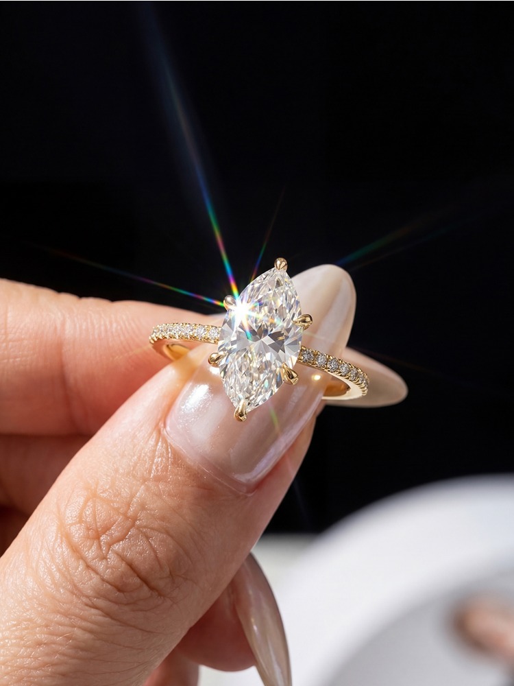 Real 2ct Real Moissanite Diamo - Moissanite Engagement Ring 1 Carat ulasan dan harga
