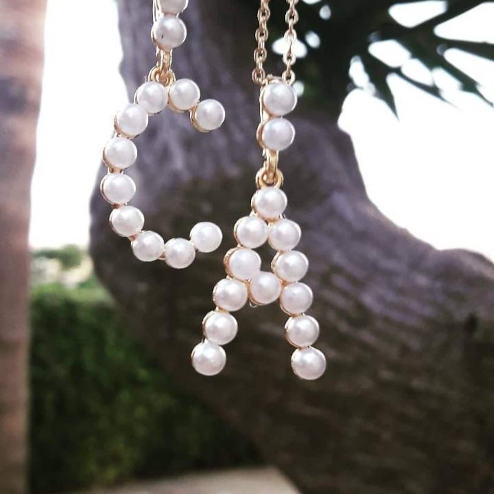 Pearl Initial Layering Pendant - Custom Name Necklace Stainless Steel ulasan dan harga