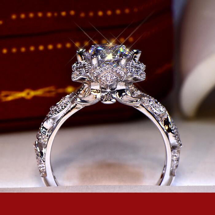 Hollow Flower Star S925 Sterli - Moissanite Engagement Ring 1 Carat ulasan dan harga