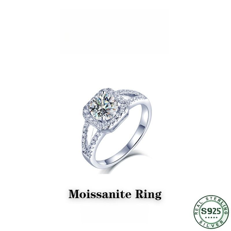 Hot selling 100% S925 silver s - Moissanite Engagement Ring 1 Carat ulasan dan harga
