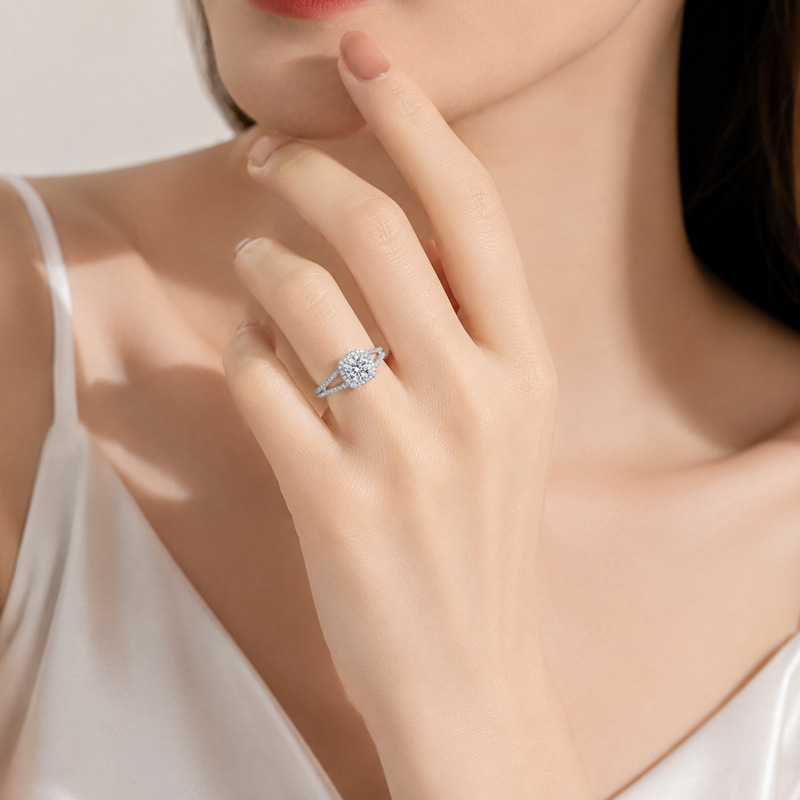 Hot selling 100% S925 silver s - Moissanite Engagement Ring 1 Carat ulasan dan harga