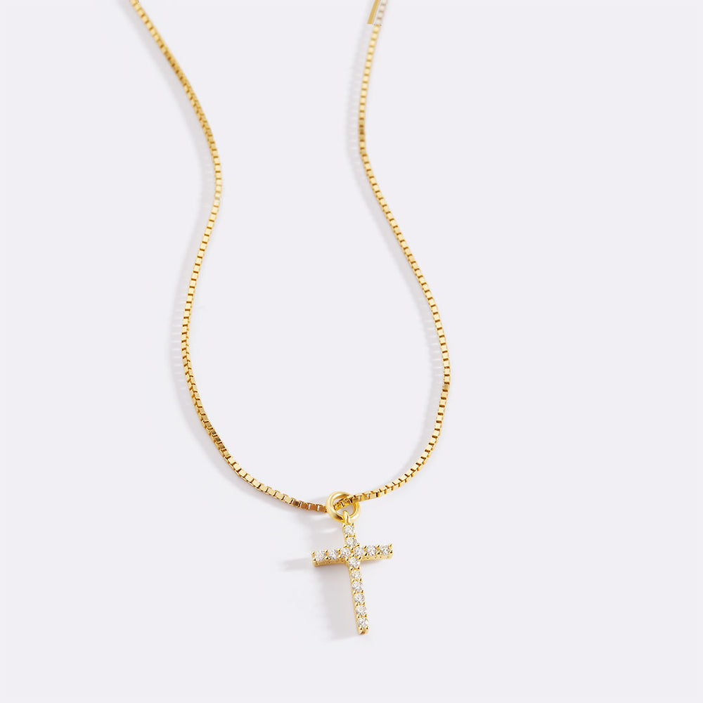 Diamond Pave Cross Necklace Cu - Cross Pendant Necklace Gold ulasan dan harga