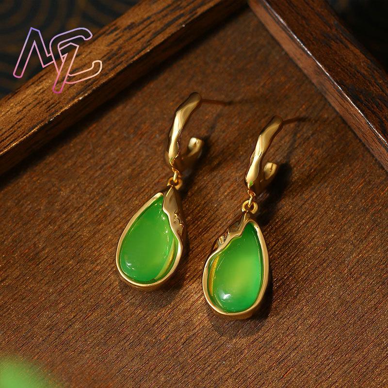 Green Real Jade Water Drop Ear - Earrings ulasan dan harga