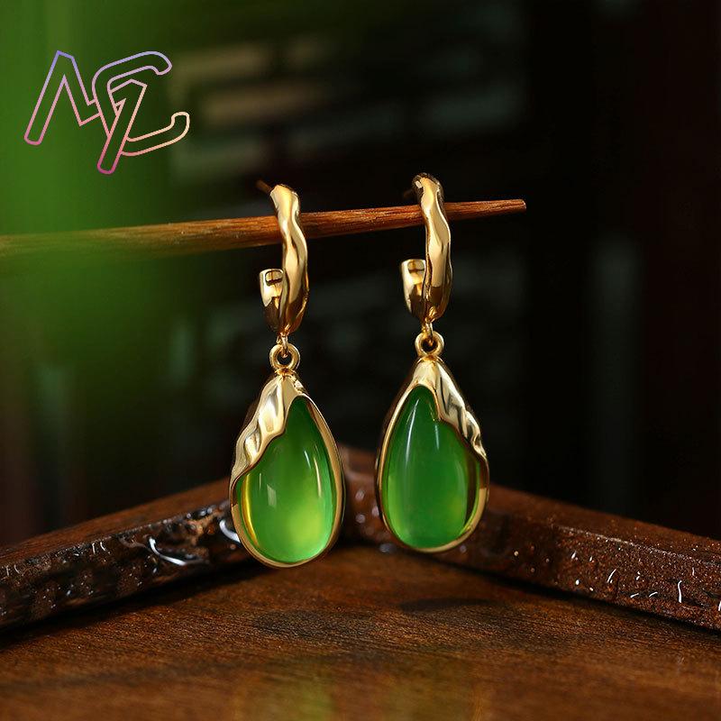 Green Real Jade Water Drop Ear - Earrings ulasan dan harga