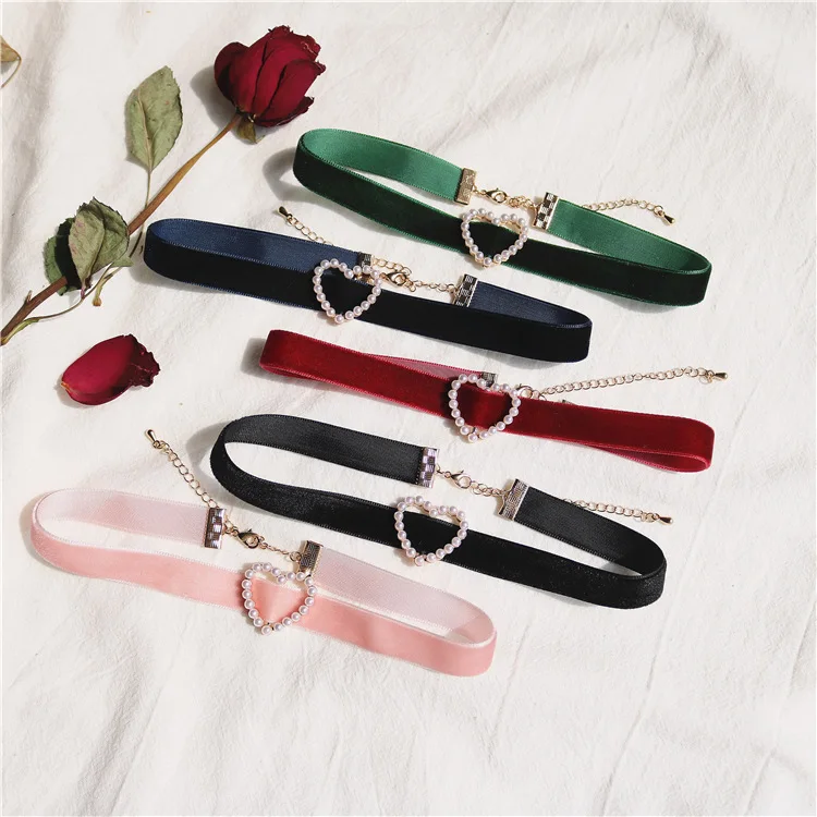 Vintage Pearl Velvet Chokers N - Pearl Choker Necklace Vintage ulasan dan harga