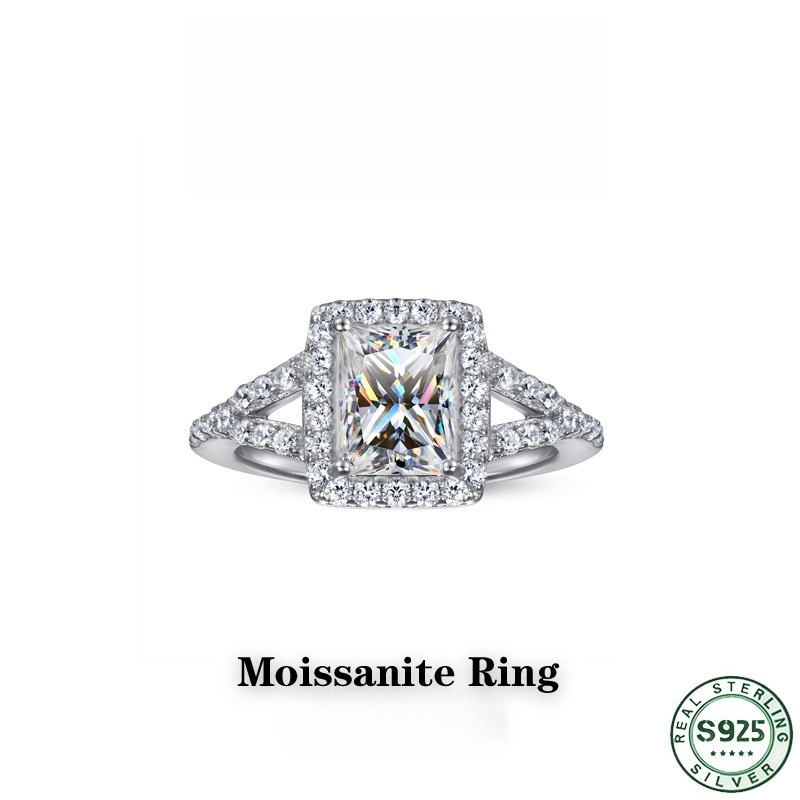 Hot selling fashion 100% S925  - Moissanite Engagement Ring 1 Carat ulasan dan harga