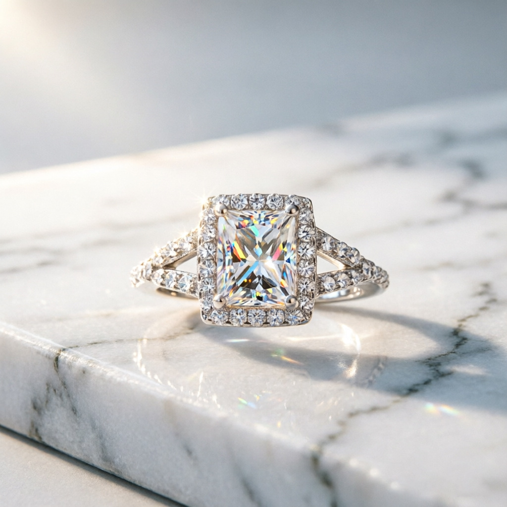 Hot selling fashion 100% S925  - Moissanite Engagement Ring 1 Carat ulasan dan harga
