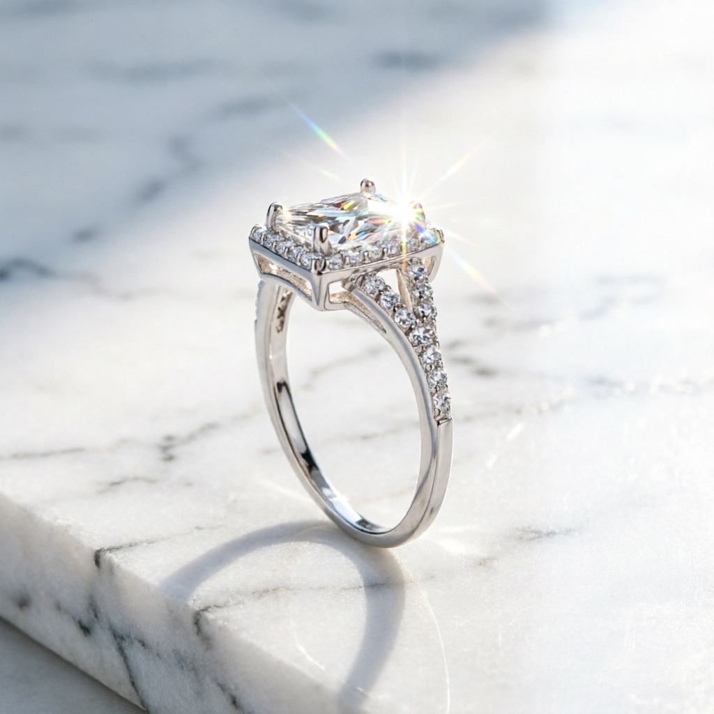 Hot selling fashion 100% S925  - Moissanite Engagement Ring 1 Carat ulasan dan harga