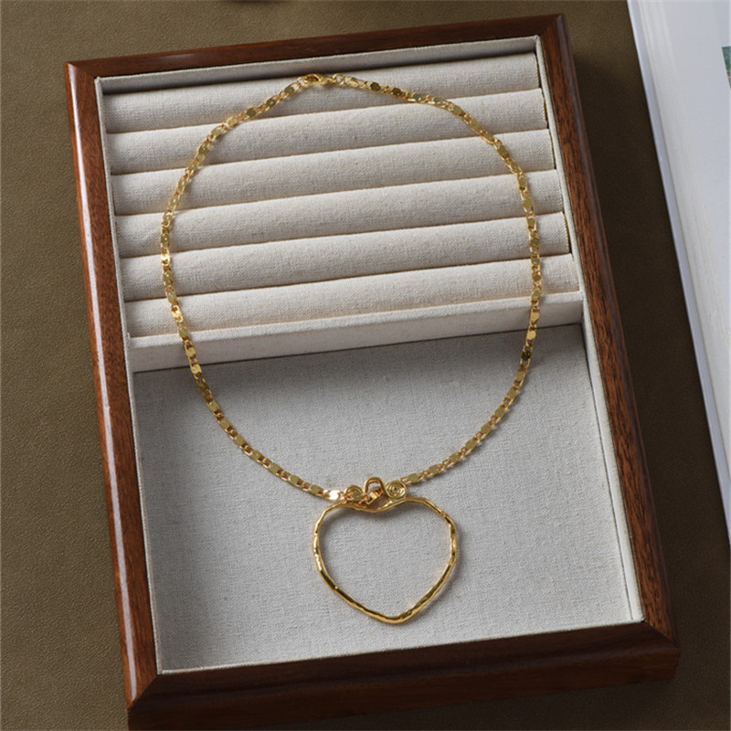 Europe America Big Heart Doubl - Cross Pendant Necklace Gold ulasan dan harga