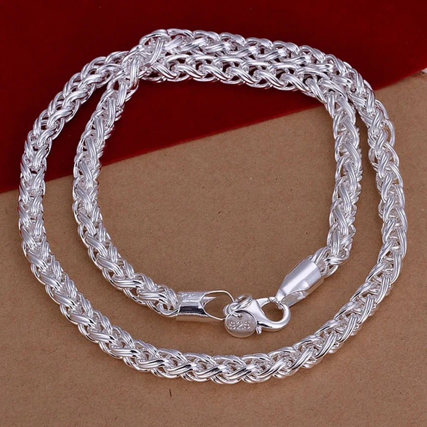50cm 925 Sterling Silver 6MM N - 925 Sterling Silver Chain Necklace Men ulasan dan harga