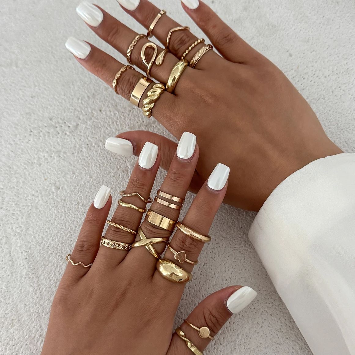 KunJoe 24Pcs/Set Trendy Irregu - Vintage Punk Knuckle Rings Set ulasan dan harga