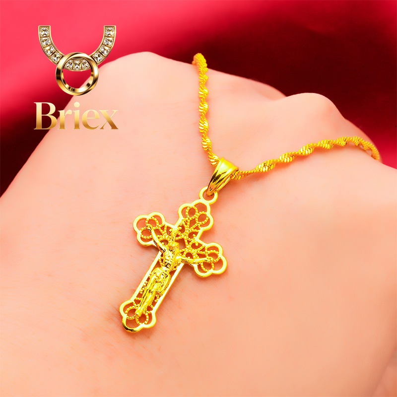 Briex Jewelry Ins Vintage Gold - Cross Pendant Necklace Gold ulasan dan harga