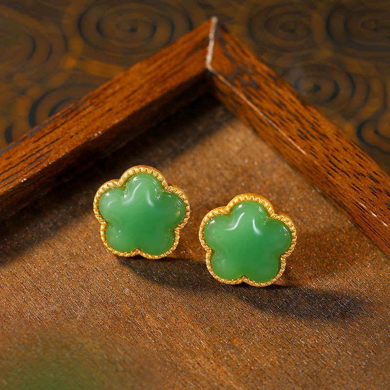 Green Natural Jade Clover Earr - Earrings ulasan dan harga