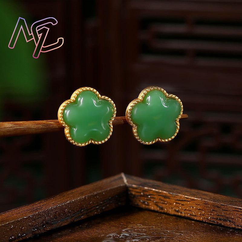 Green Natural Jade Clover Earr - Earrings ulasan dan harga