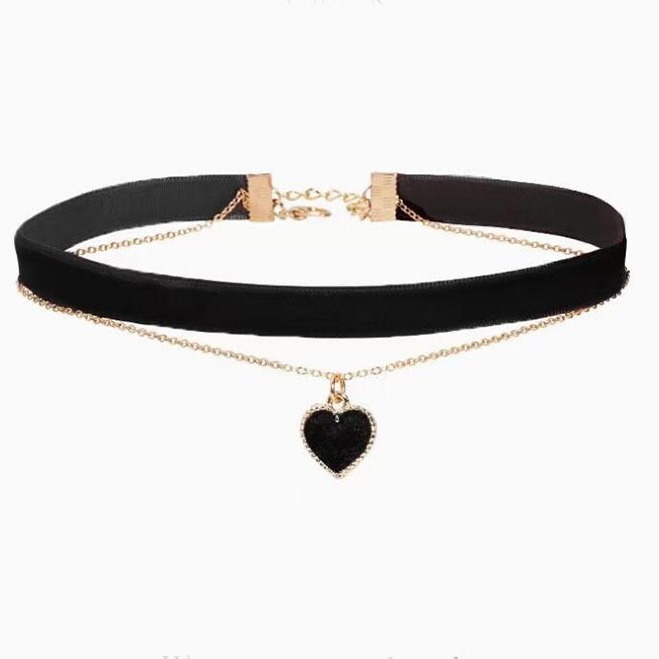Romantic Double Layer Choker N - Layered Pendant Necklace Aesthetic ulasan dan harga