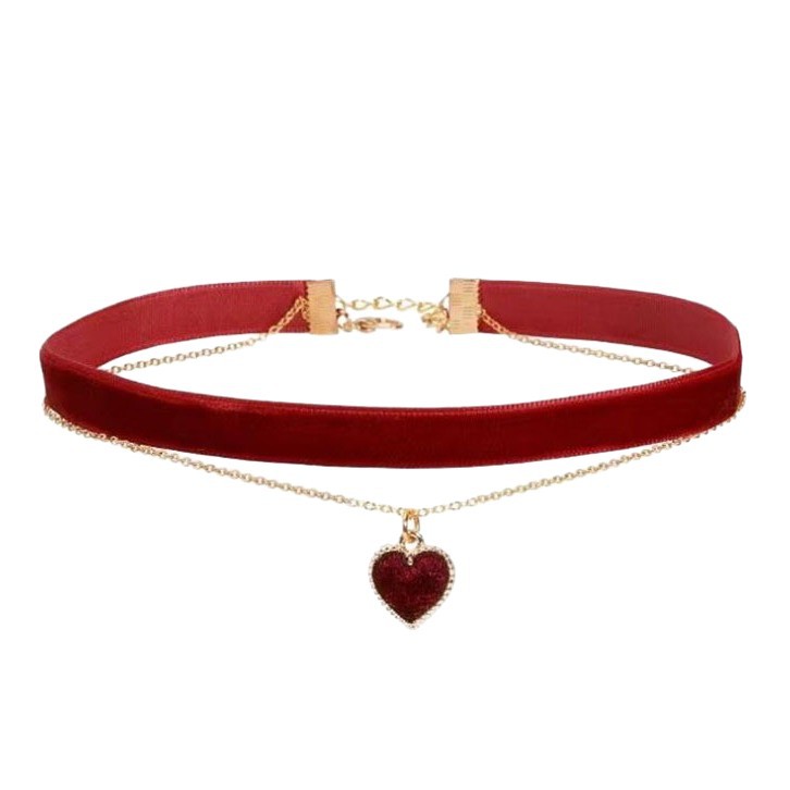 Romantic Double Layer Choker N - Layered Pendant Necklace Aesthetic ulasan dan harga