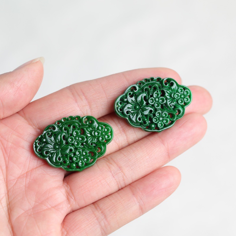 2pc Natural Jade Dry Cyan Doub - Earrings ulasan dan harga