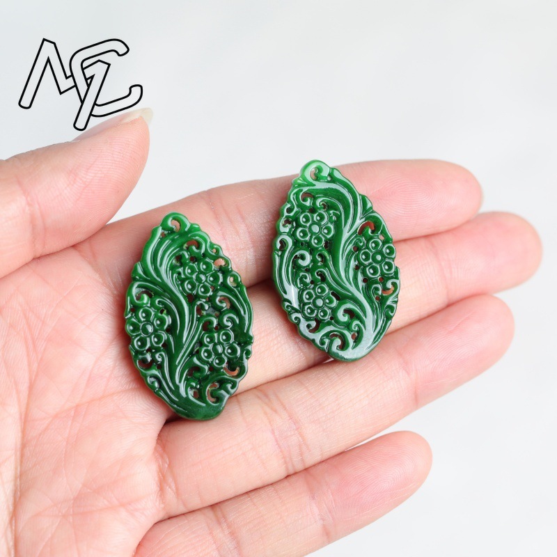 2pc Natural Jade Dry Cyan Doub - Earrings ulasan dan harga
