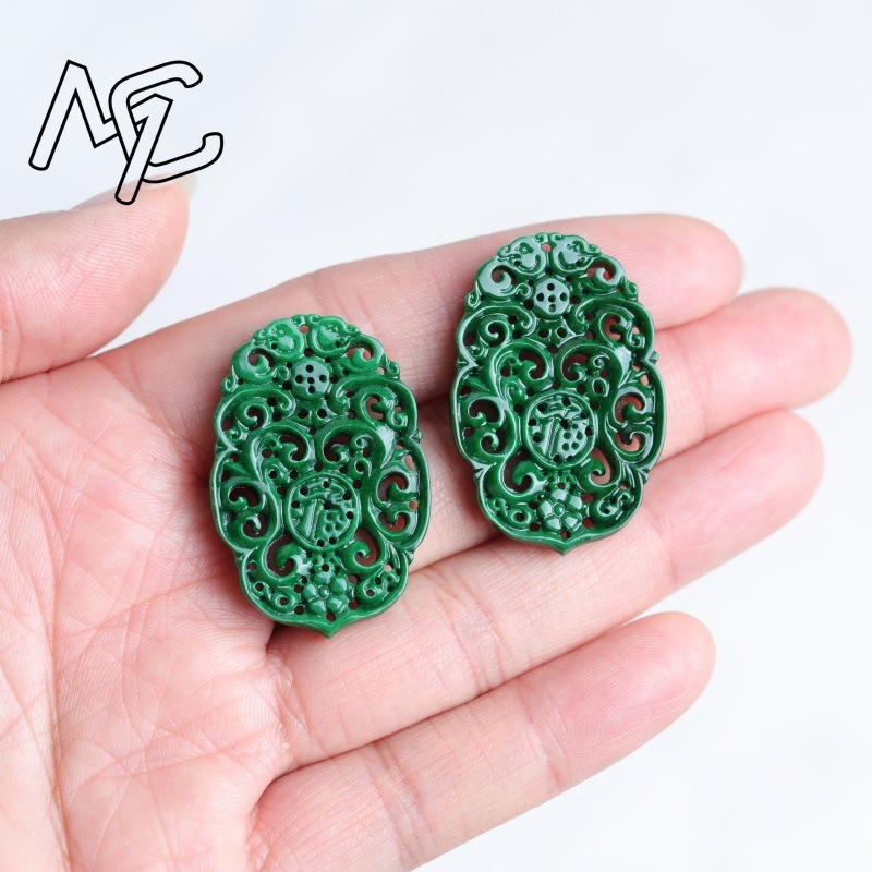 2pc Natural Jade Dry Cyan Doub - Earrings ulasan dan harga