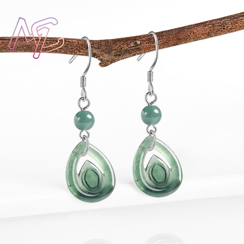 Blue Myanmar Jadeite Water Dro - Earrings ulasan dan harga
