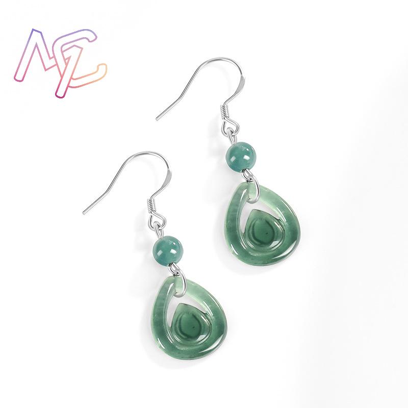 Blue Myanmar Jadeite Water Dro - Earrings ulasan dan harga