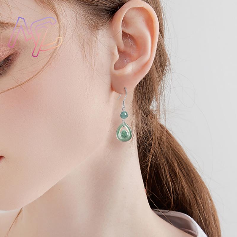 Blue Myanmar Jadeite Water Dro - Earrings ulasan dan harga