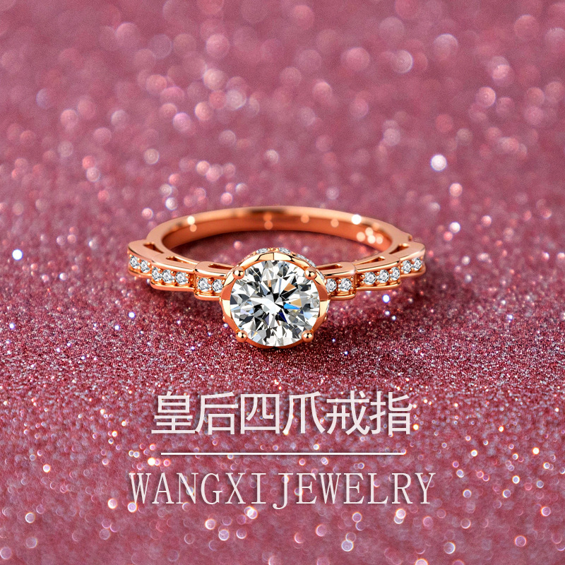 Holiday Gift Four-claw Bouquet - Moissanite Engagement Ring 1 Carat ulasan dan harga