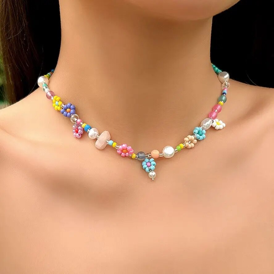 Boho Simple Beads Imitation Pe - Pearl Choker Necklace Vintage ulasan dan harga