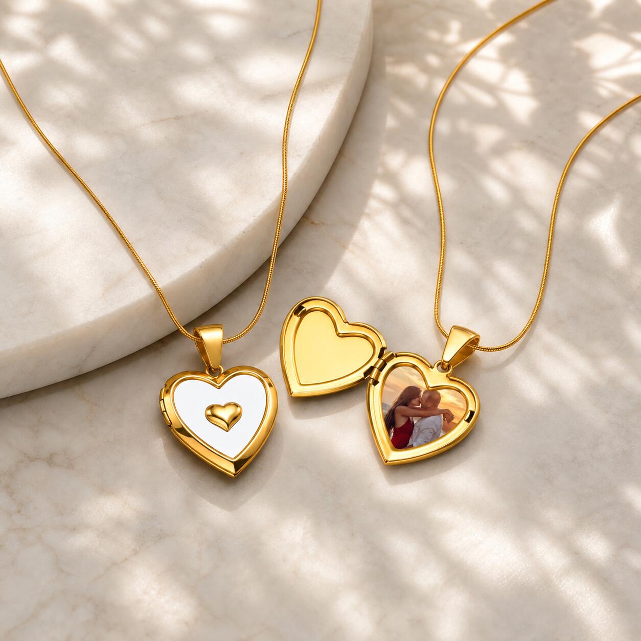 Custom Photo Heart Locket Neck - Heart Locket Necklace Photo ulasan dan harga
