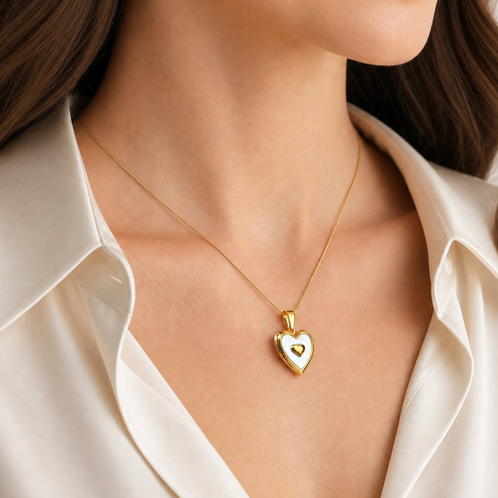 Custom Photo Heart Locket Neck - Heart Locket Necklace Photo ulasan dan harga
