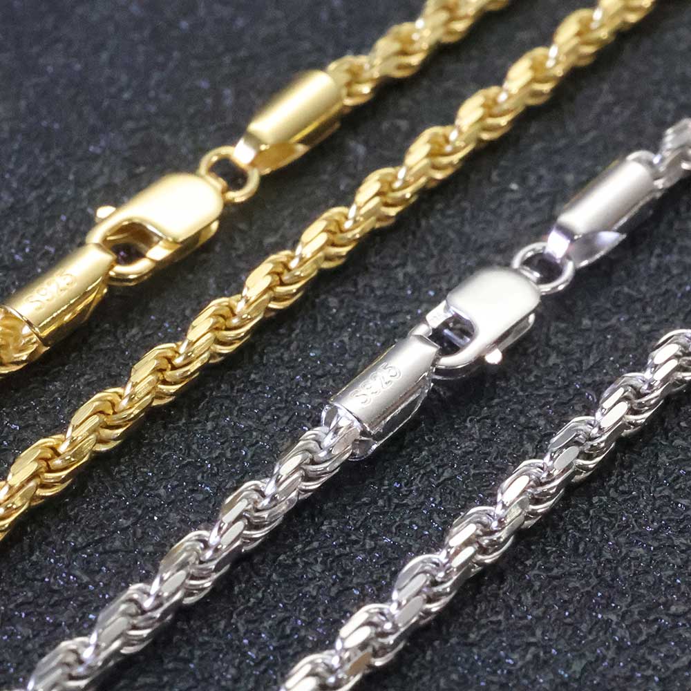 ESKEEM 3MM/5mm Men Women PVD 1 - 925 Sterling Silver Chain Necklace Men ulasan dan harga