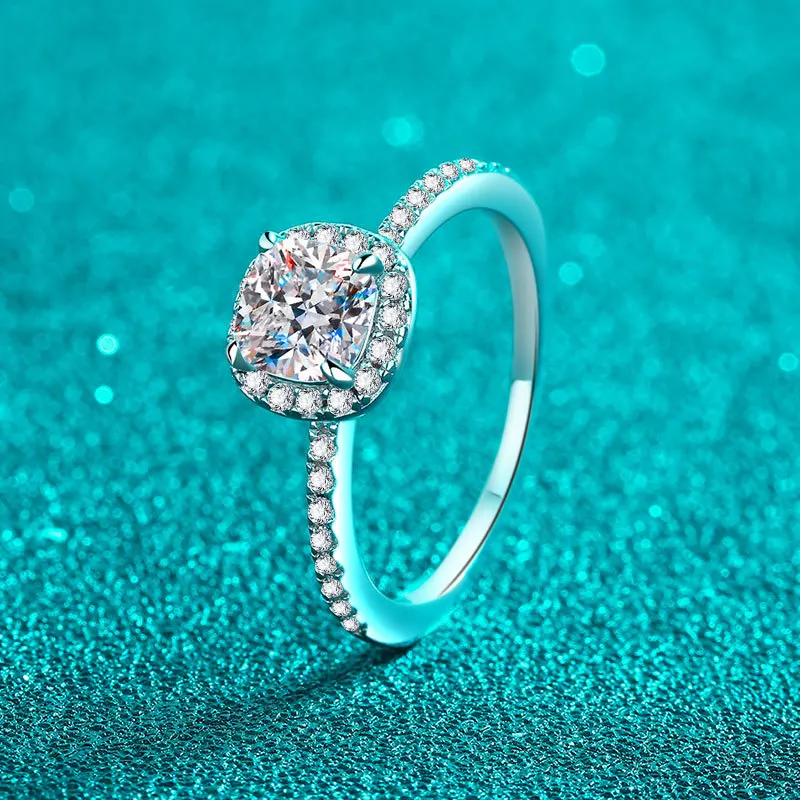 S925 Sterling Silver Moissanit - Moissanite Engagement Ring 1 Carat ulasan dan harga