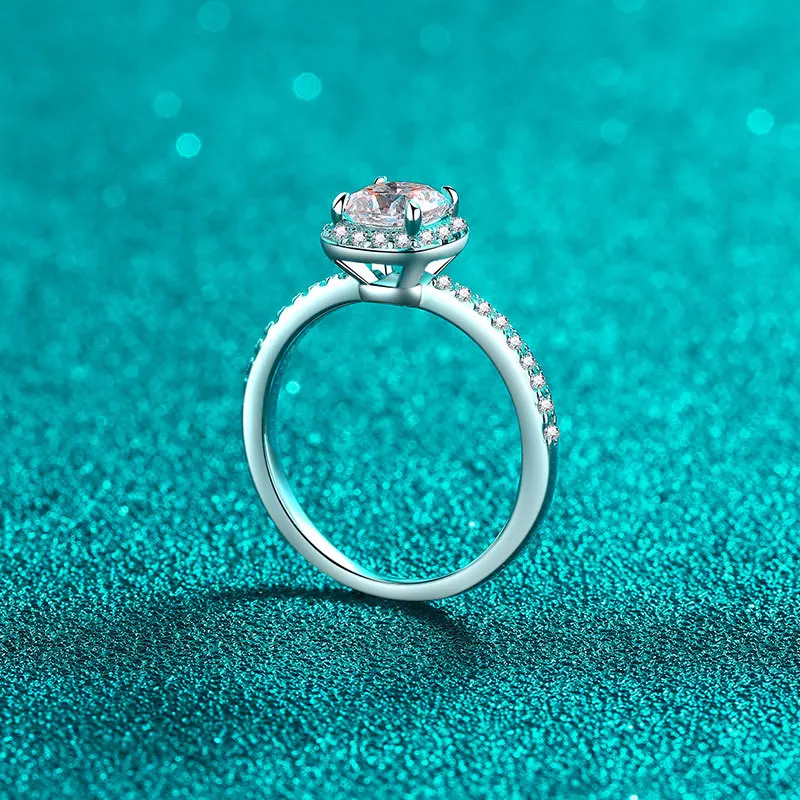 S925 Sterling Silver Moissanit - Moissanite Engagement Ring 1 Carat ulasan dan harga