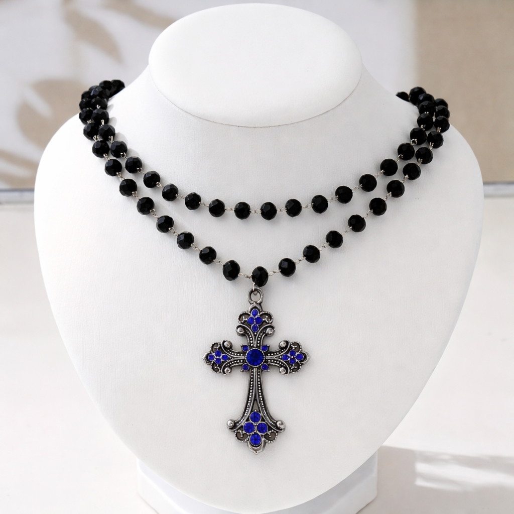 Y2K Grunge Gothic Layered Cros - Layered Pendant Necklace Aesthetic ulasan dan harga