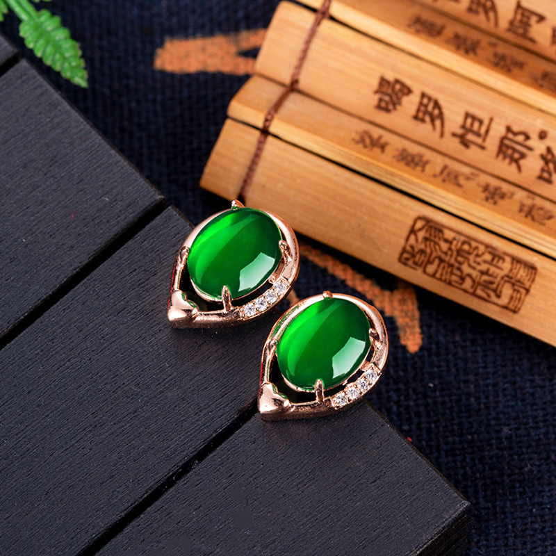 Natural Jade Flower Earrings S - Earrings ulasan dan harga