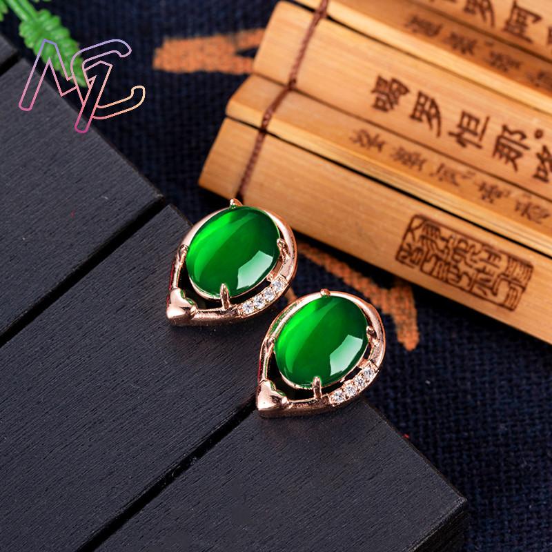 Natural Jade Flower Earrings S - Earrings ulasan dan harga