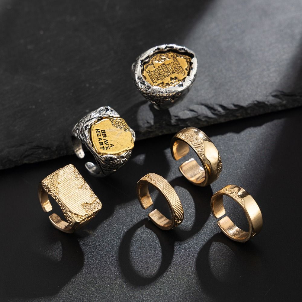 Finger Rings Sets 6Pcs/Set Geo - Vintage Punk Knuckle Rings Set ulasan dan harga