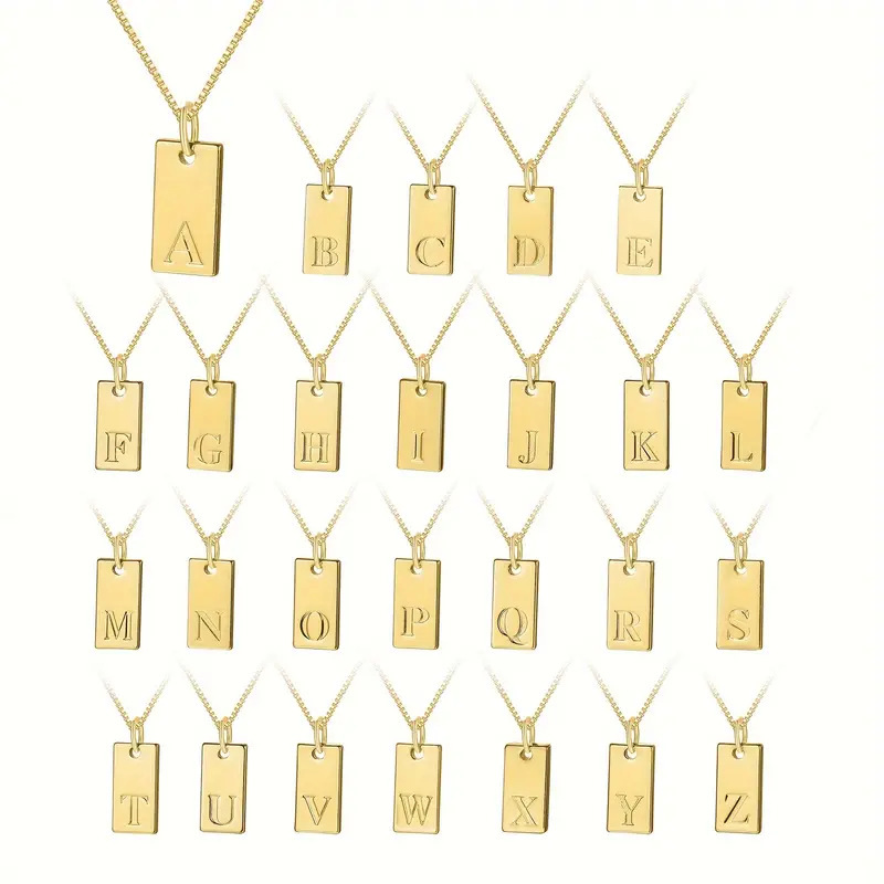 Tiny Square 26 Initial Letters - Initial Letter Necklace 18K Gold ulasan dan harga