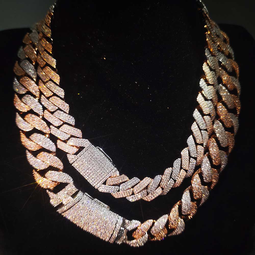 Nuoya Two Tone Mosaic Chain Fu - Cuban Link Chain 12Mm ulasan dan harga